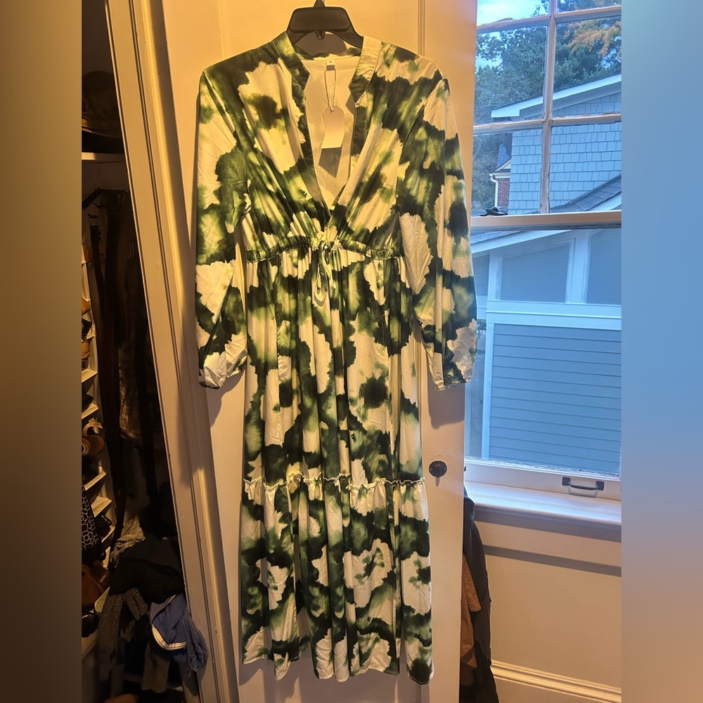 Green and White Maxi Dress